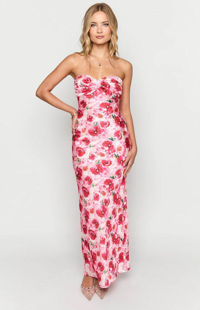 Ashley Pink Floral Formal Maxi Dress – Beginning Boutique US