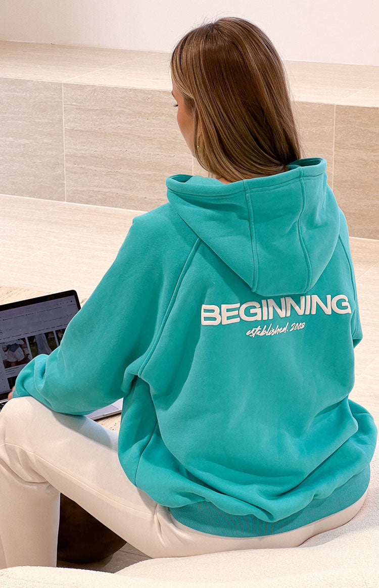 Beginning Teal Established Bubble Hoodie Image