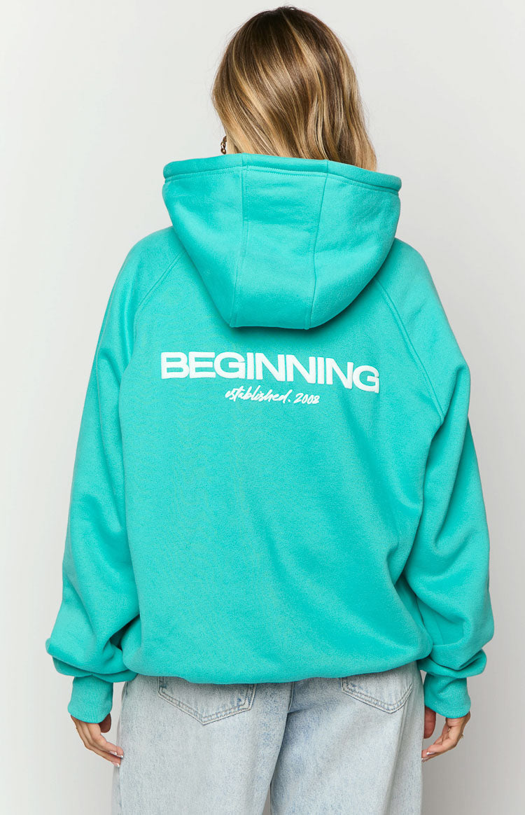 Beginning Teal Established Bubble Hoodie Image