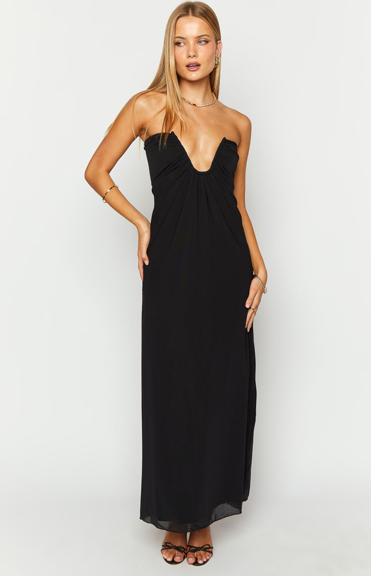 Braelyn Black Strapless Maxi Dress Image