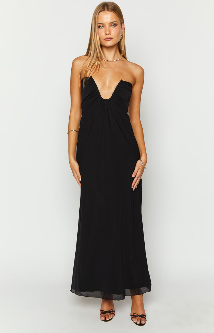 Braelyn Black Strapless Maxi Dress Image