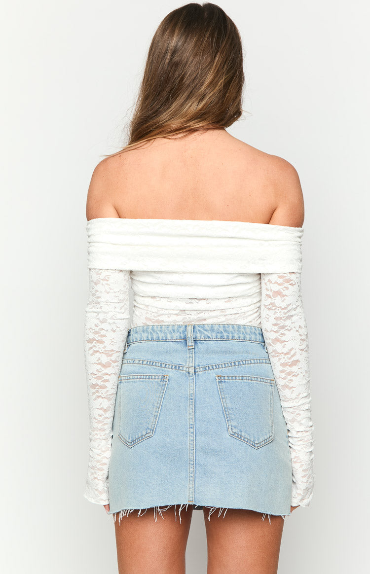 Brodie White Lace Off The Shoulder Top Image