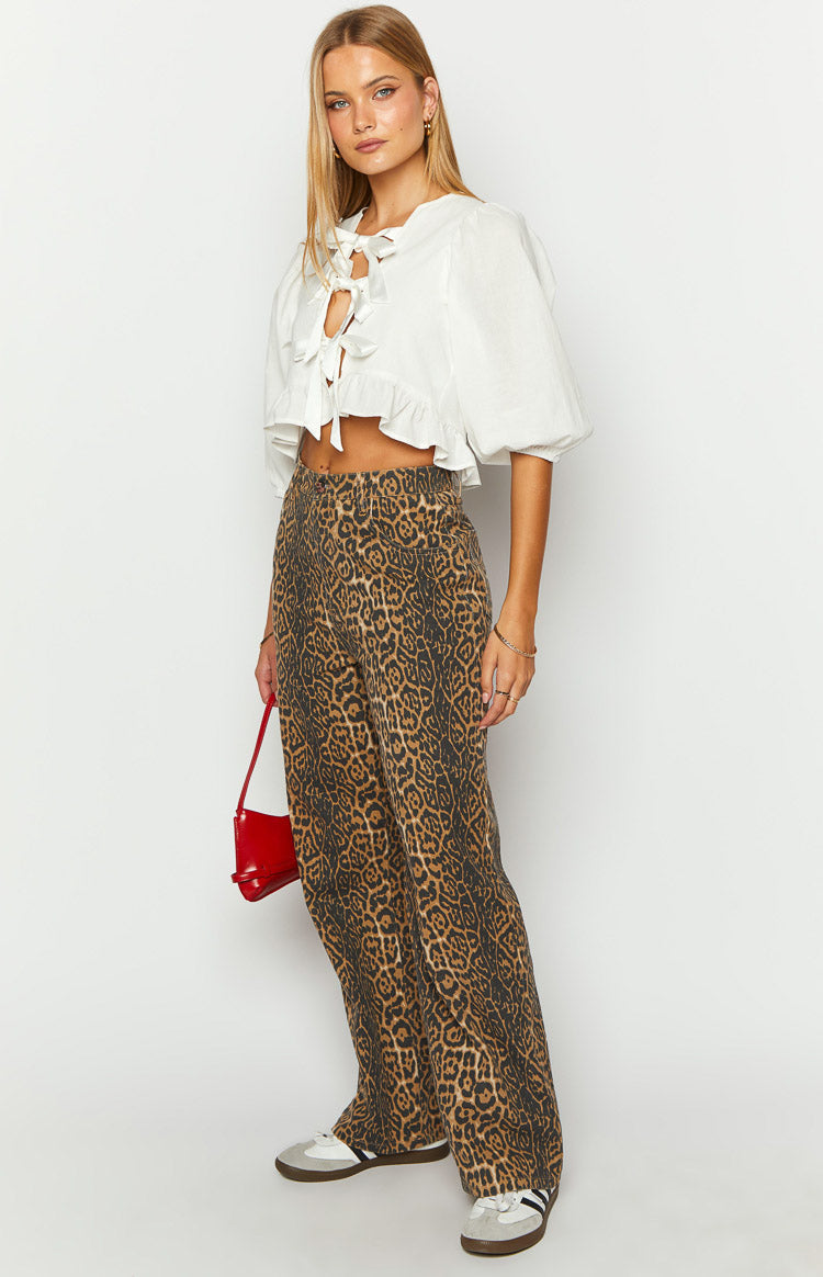 Brunet Leopard Print Straight Leg Jeans Image