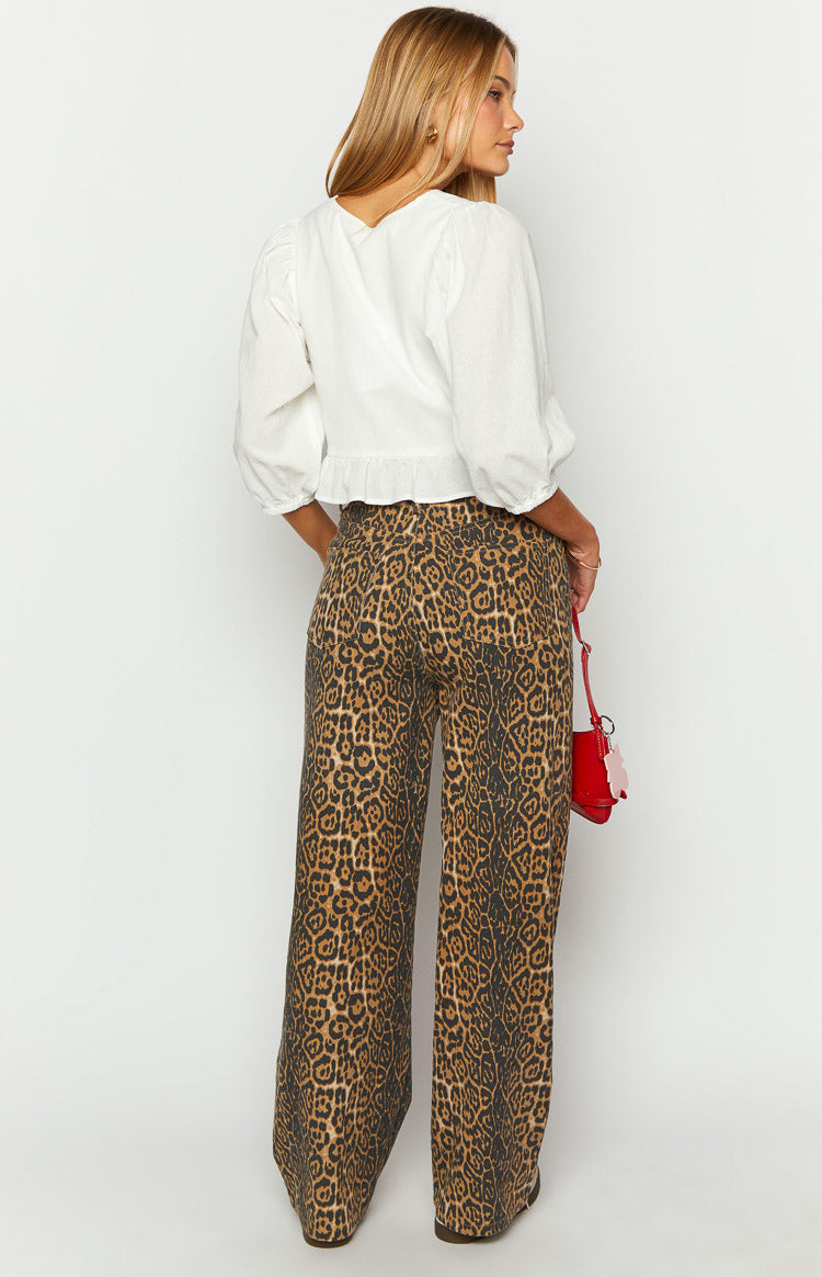 Brunet Leopard Print Straight Leg Jeans Image