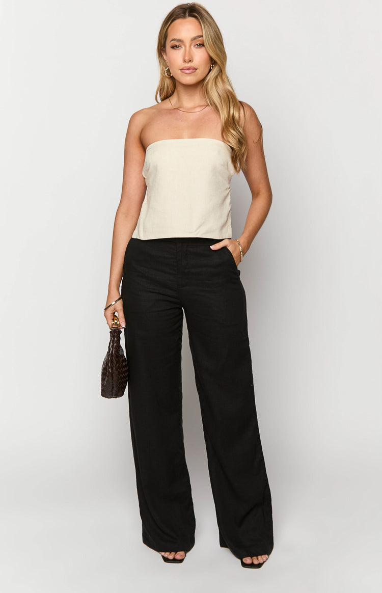 Cabo Black Linen Blend Pants Image