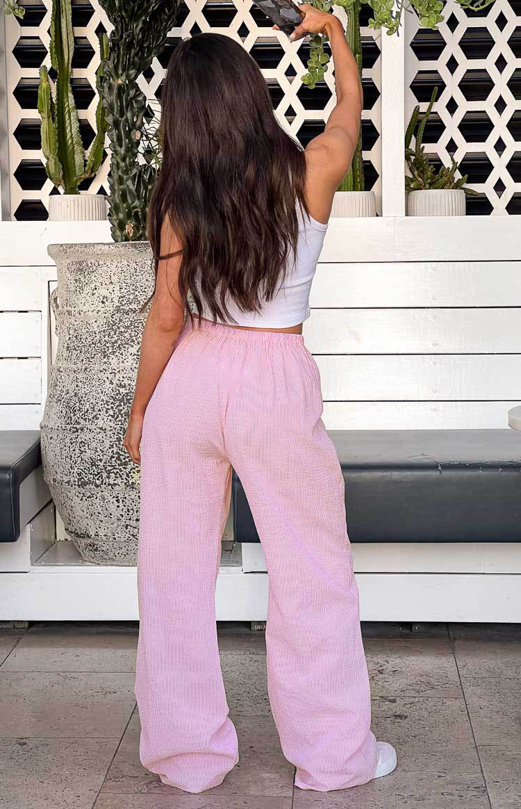 Cici Pink Striped Drawstring Pants Image