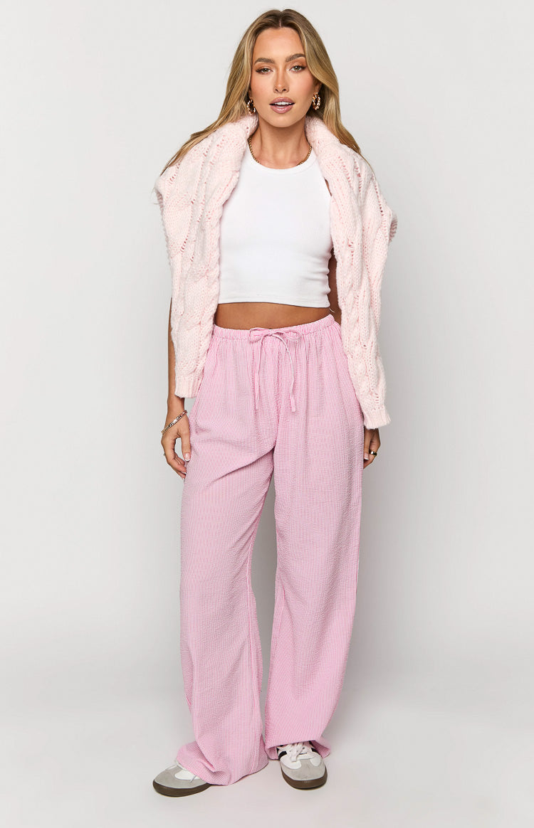 Cici Pink Striped Drawstring Pants Image