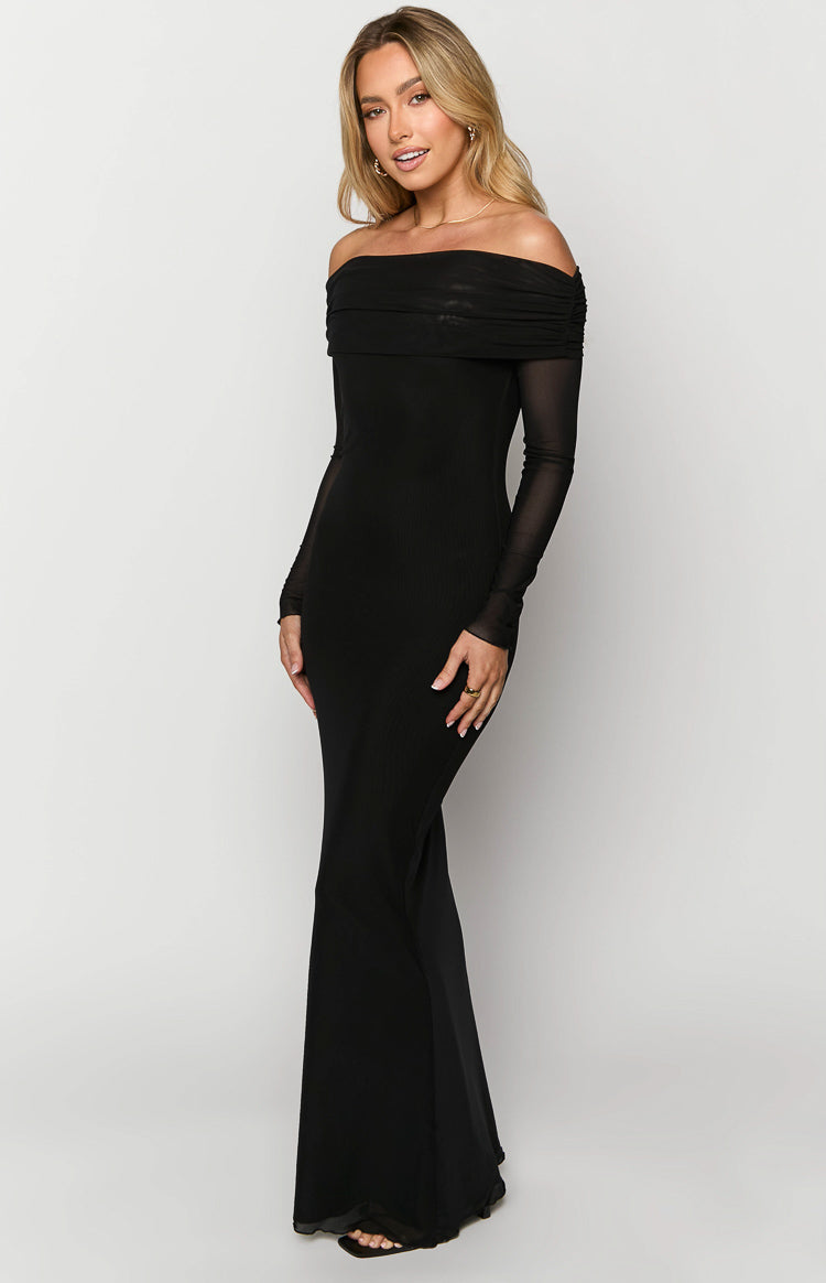 Coraline Black Long Sleeve Maxi Dress Image