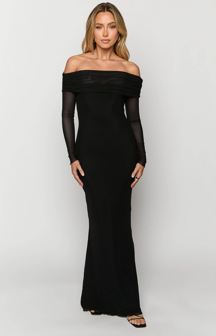 Coraline Black Long Sleeve Maxi Dress Image