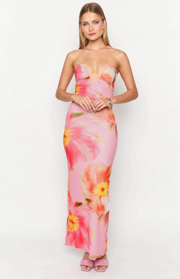 Esha Pink Floral Maxi Skirt Image