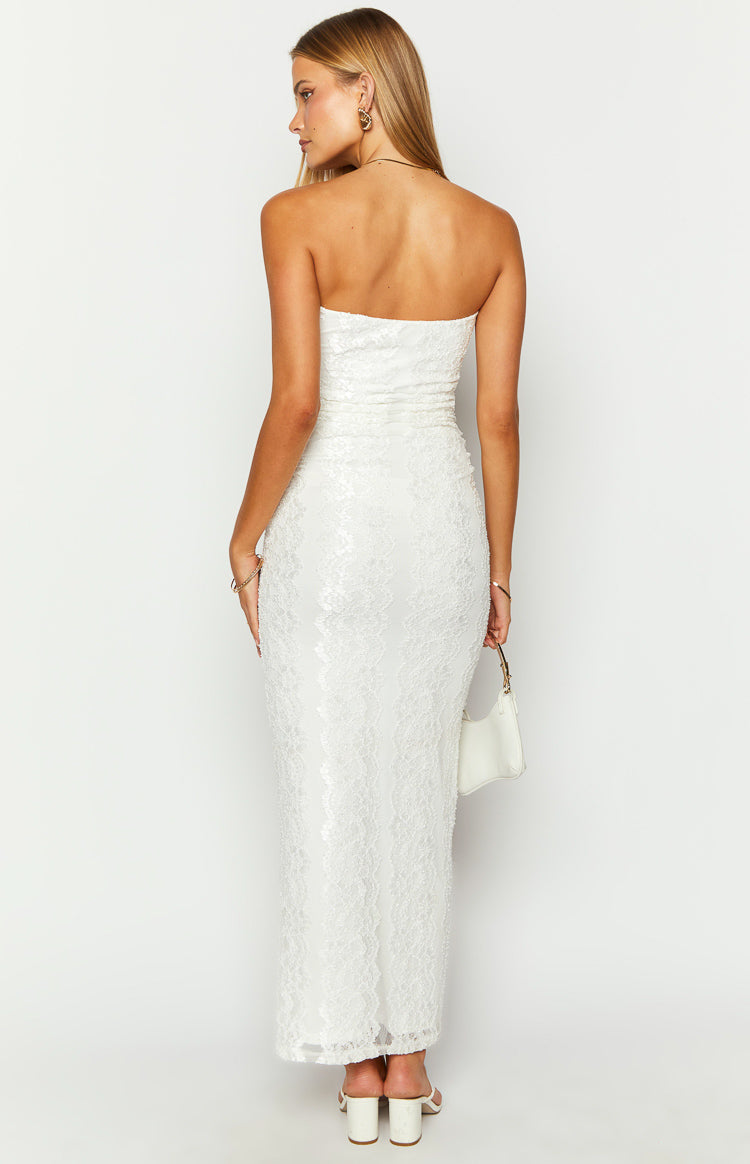 Imogen White Lace Strapless Maxi Dress Image