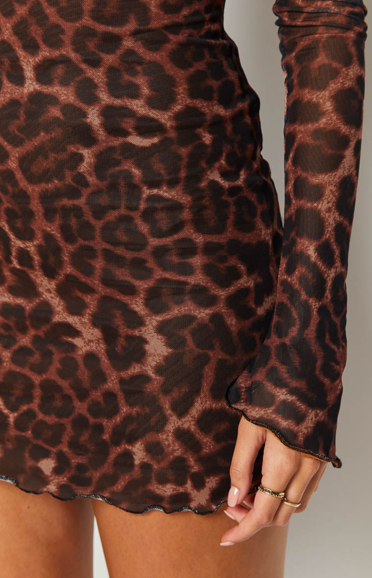 Kitta Leopard Print Long Sleeve Mini Dress Image