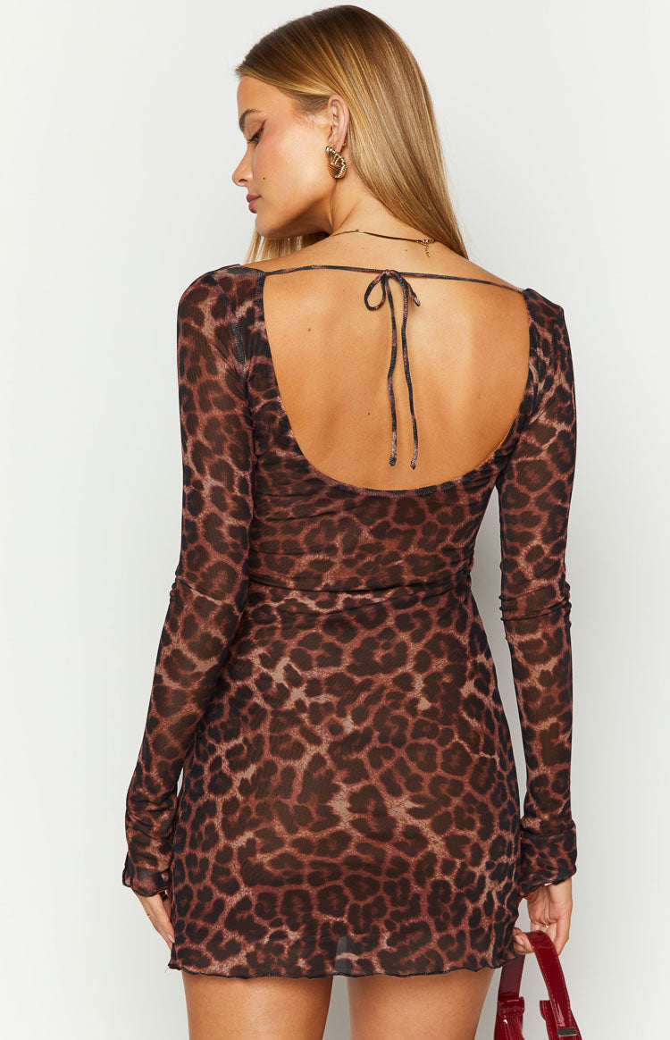 Kitta Leopard Print Long Sleeve Mini Dress Image