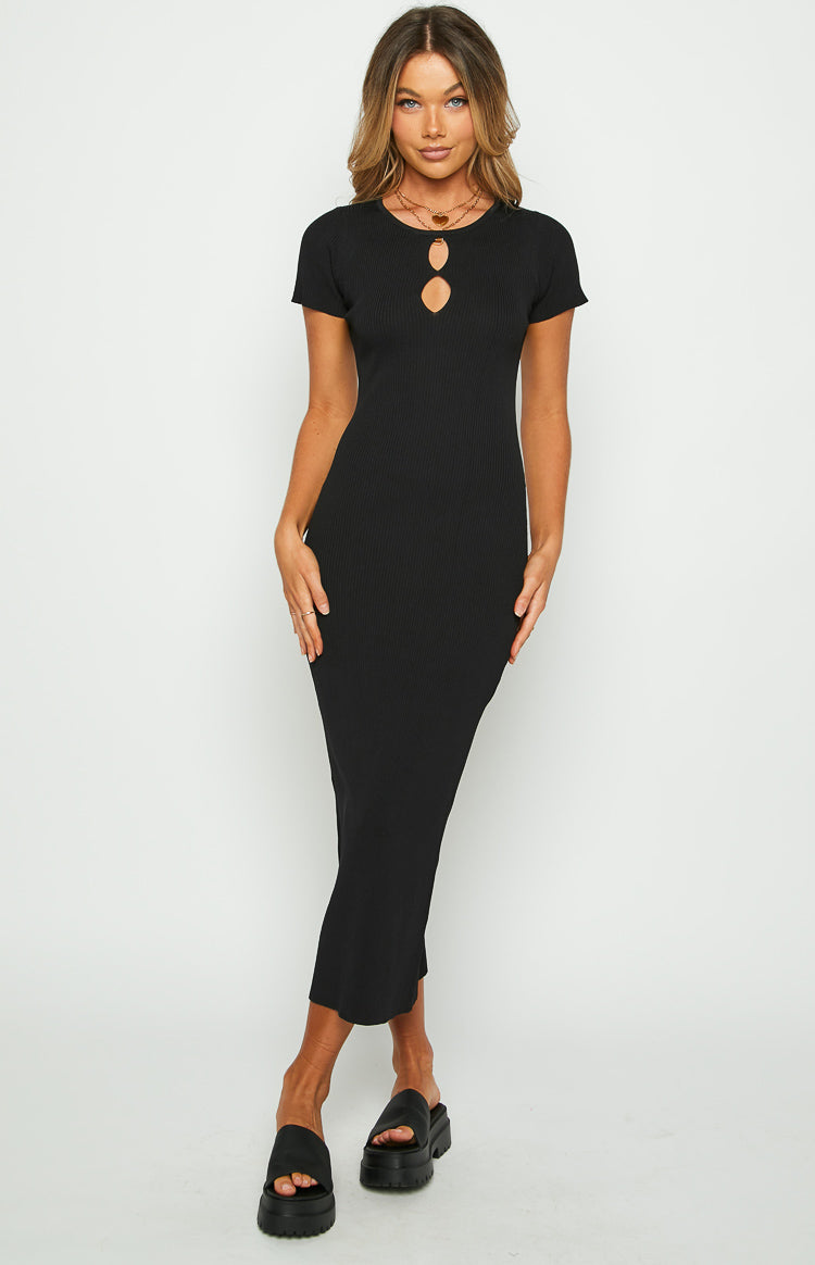 Knox Black Knit Midi Dress Image