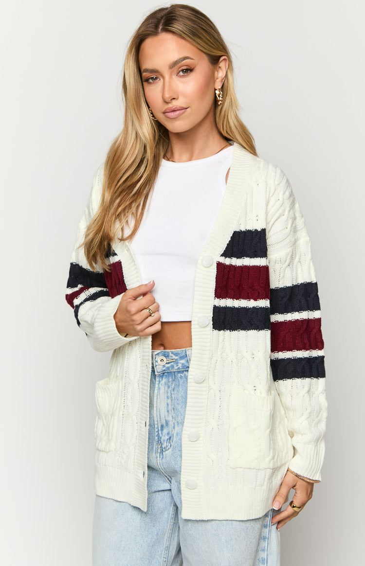 Nikkitta Cream Striped Cardigan Image