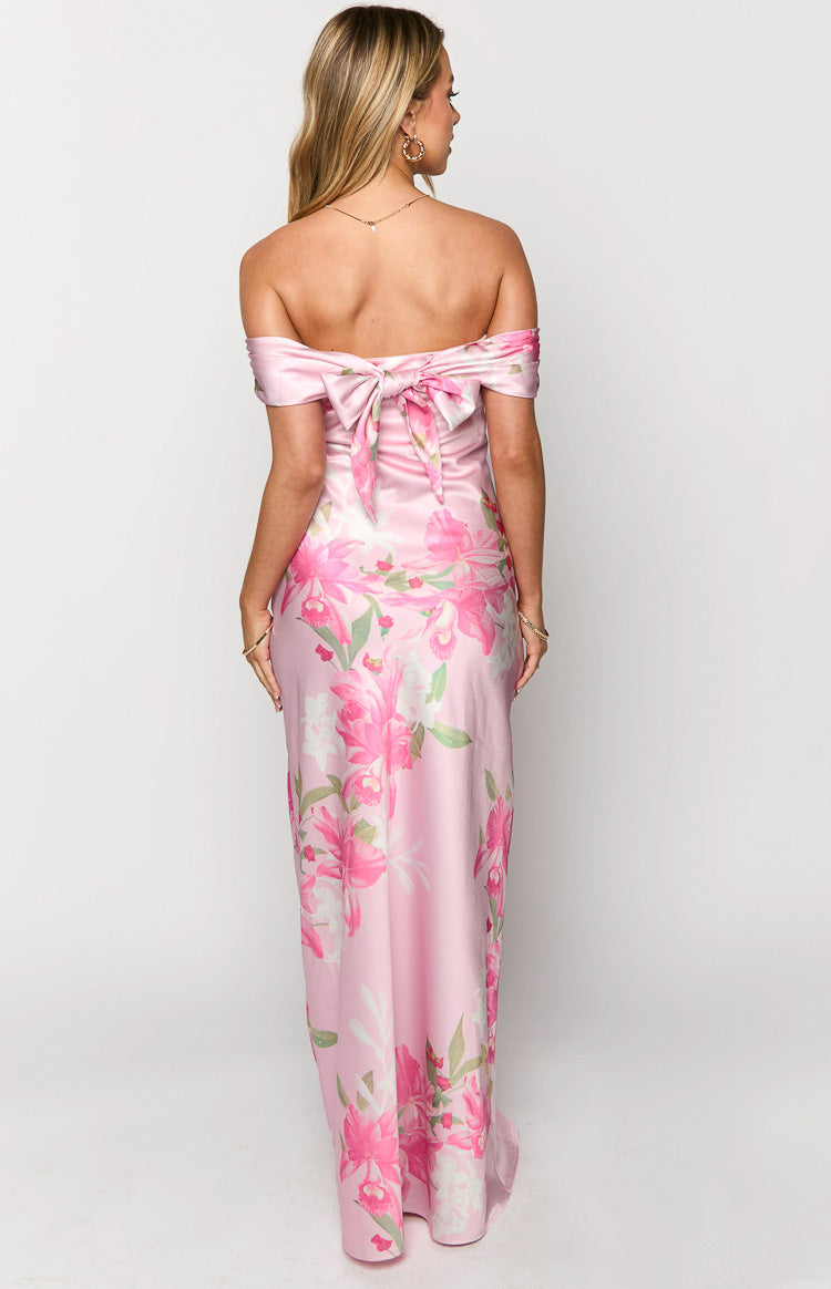 Seraphina Pink Floral Print Off The Shoulder Maxi Dress Image