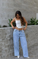 She's Yours Light Wash Denim Wide Leg Boyfriend Jeans – Beginning ...