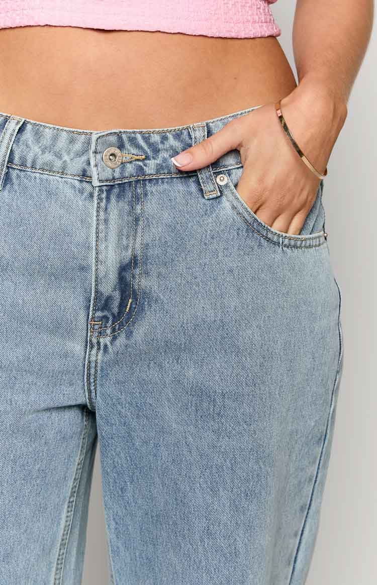 Sonny Mid Wash Low Rise Wide Leg Jeans Image