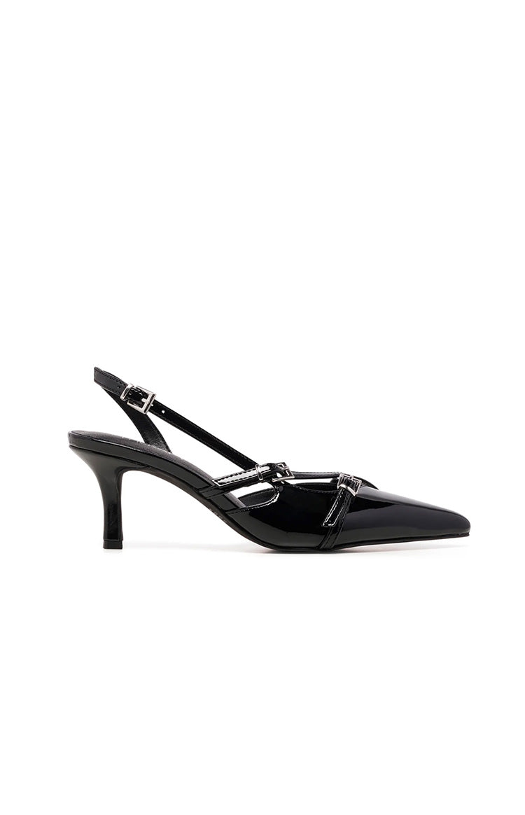 Therapy Juicy Black Patent Slingback Heels Image