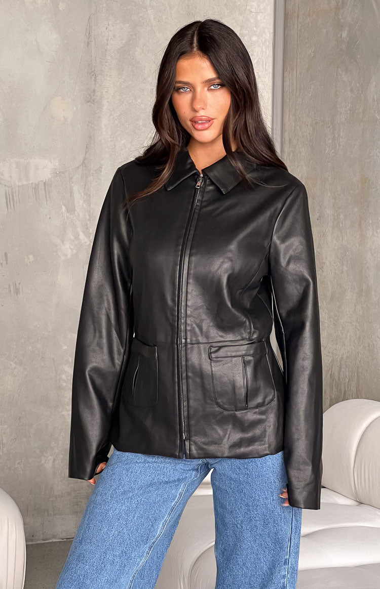 Tiah Black PU Jacket Image