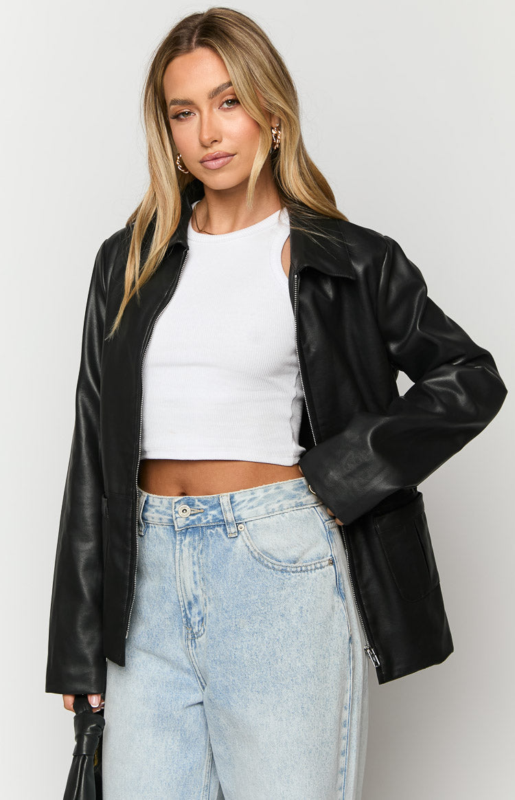 Tiah Black PU Jacket Image