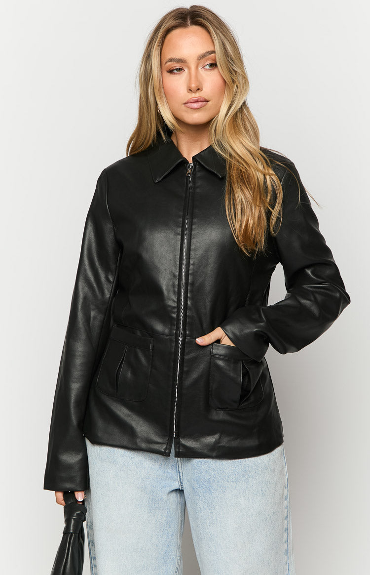 Tiah Black PU Jacket Image