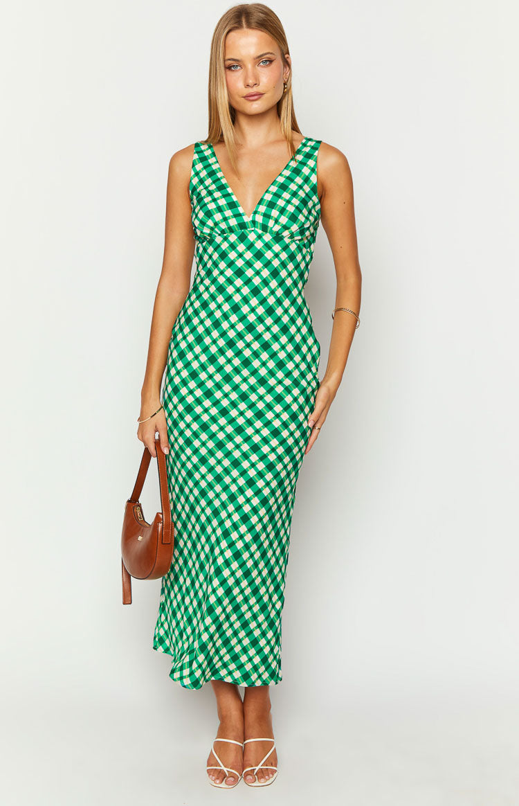 Verlaine Green Check Maxi Dress Image