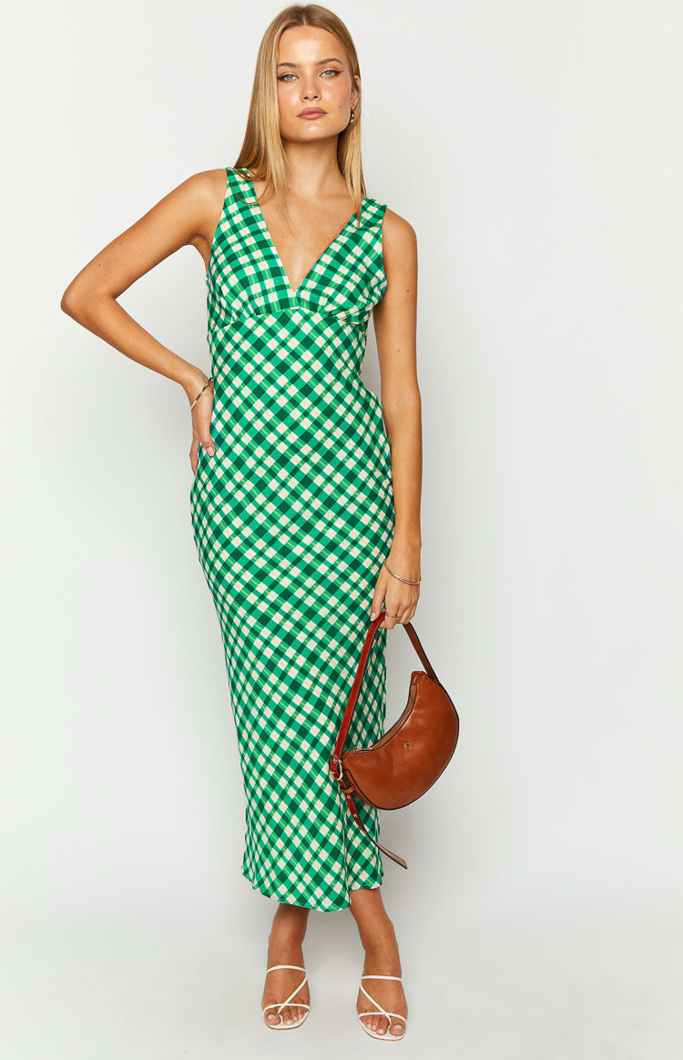 Verlaine Green Check Maxi Dress Image