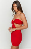 Annamarie Red Ruched Strapless Mini Dress - $100