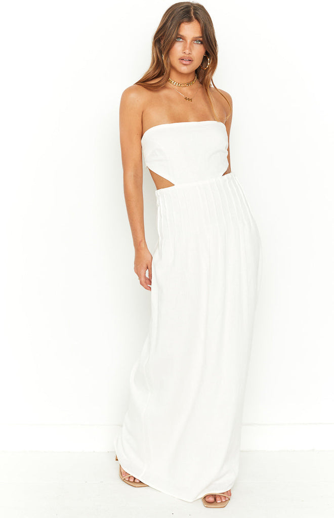 Bronte White Linen Blend Maxi Dress – Beginning Boutique US