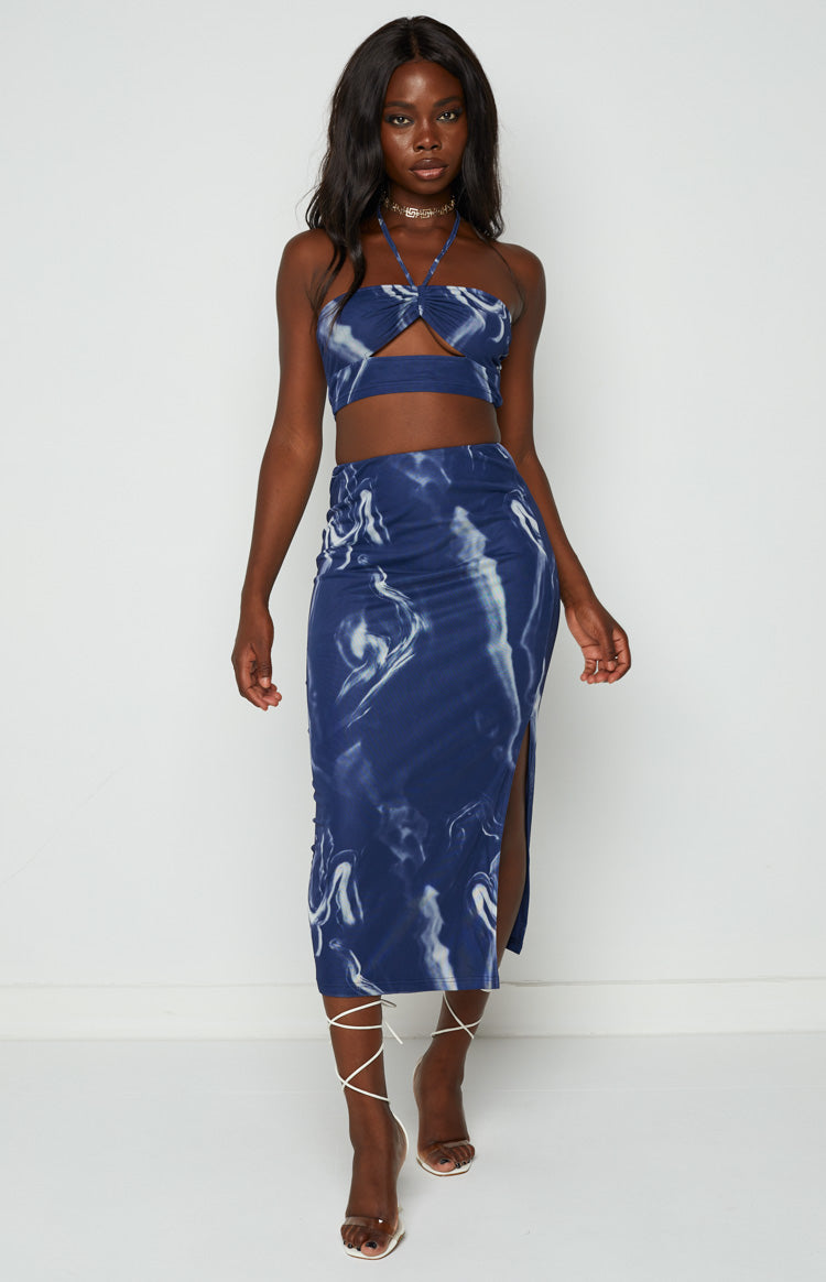 Navy blue tie outlet dye skirt