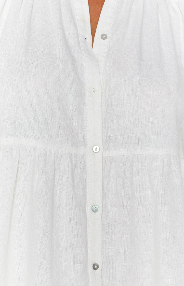 Frances White Linen Tiered Dress – Beginning Boutique US