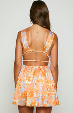 Genovia Orange Floral Mini Dress – Beginning Boutique US