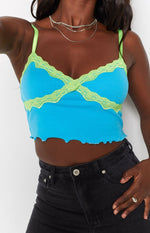 Octavia Lace Spliced Tank Top Blue Image