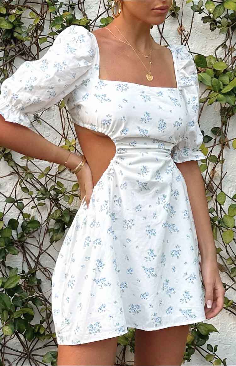 Leana White Floral Mini Dress – Beginning Boutique US