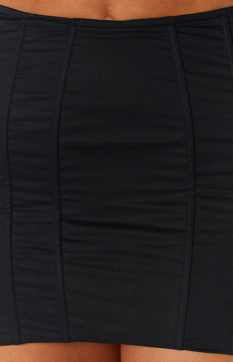 High Waist Black Corset Mini Skirt