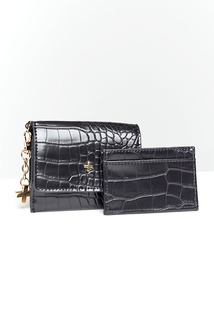 Peta & Jain Chana Wallet Black Croc (FREE over $200) Image