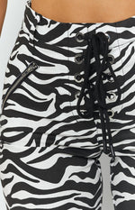 Adult Black & Teal Zebra 90s Beach Pants