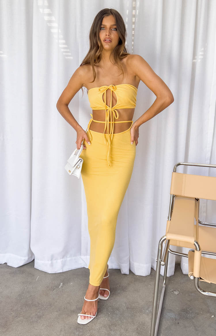 Whatever Your Mood Yellow Midi Dress Image