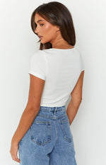 Zaylia Split Front White Crop Top – Beginning Boutique US